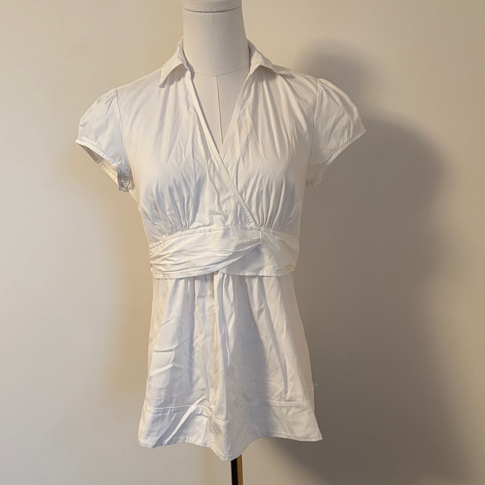 A Pea in the Pod Chic White Wrap Blouse